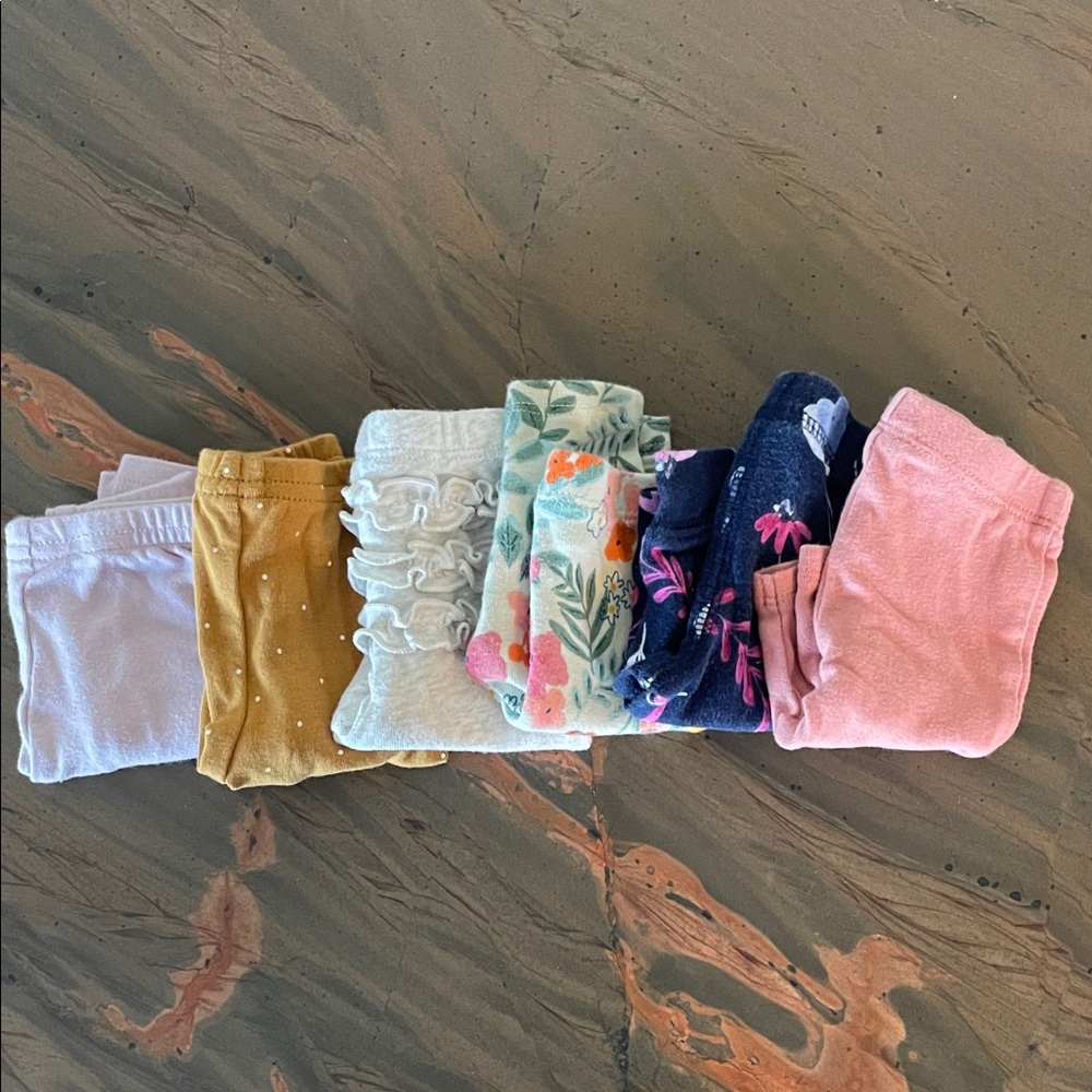 Baby Girls Mixed Leggings Bundle - Pastel Floral & Solids